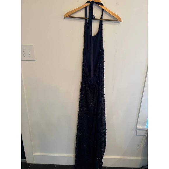 Cielo Navy Blue Sequin Halter Maxi Dress - Picture 3 of 8